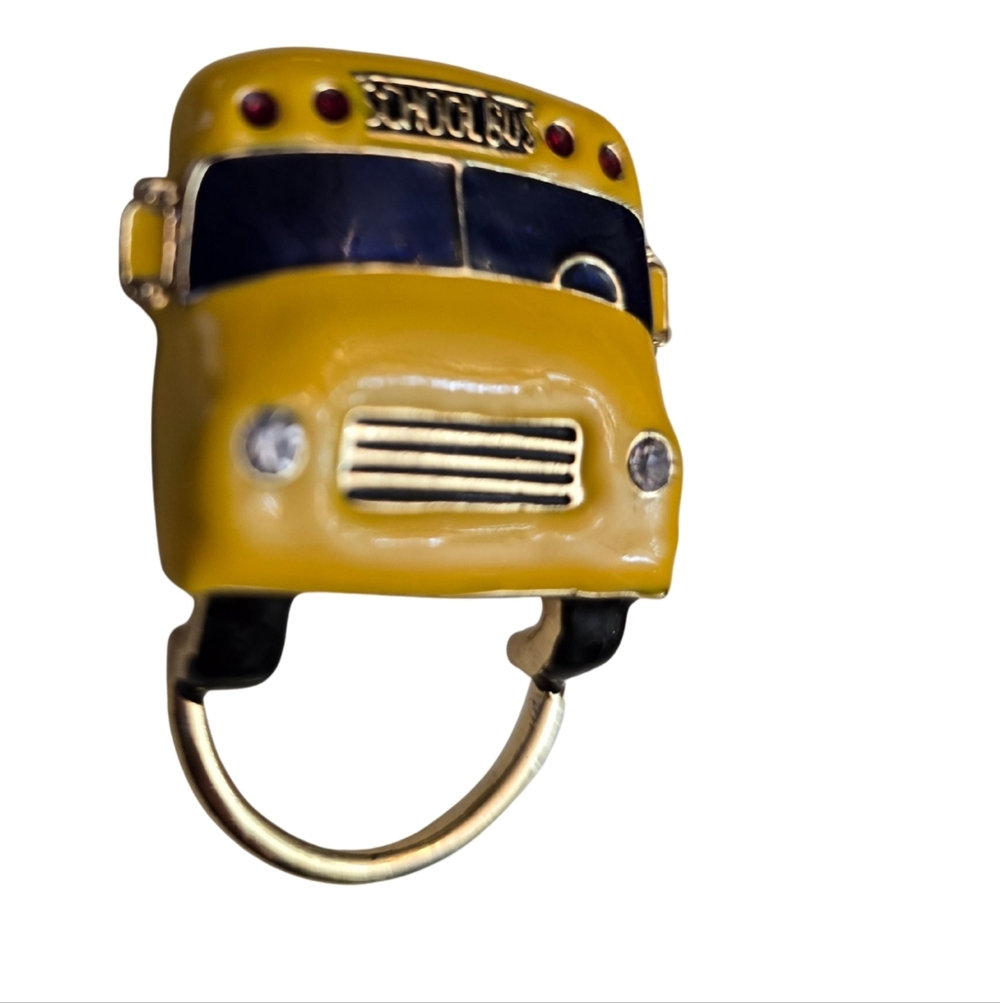 Vintage Yellow School Bus Scarf Pin Eye Glasses Holder